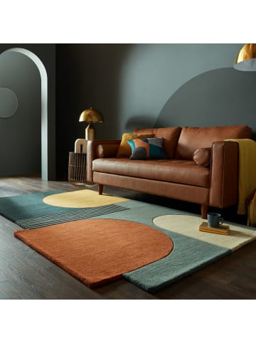 KADIMA DESIGN Wollteppich modern, abstrakt, rutschfest, Teppich 100% Wolle in Türkis