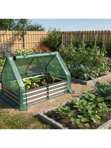 relaxdays Hochbeet in Silber - (B)125 x (H)92 x (T)95 cm