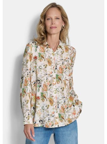 GOLDNER Kurzgröße:  Viskosebluse mit floralem Muster in beige / pfirsich / gemustert
