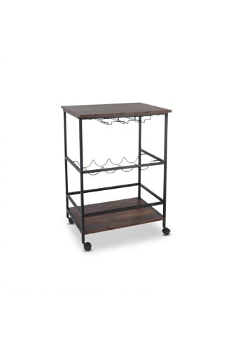relaxdays Servierwagen "Wein" in Braun/ Schwarz - (B)60 x (H)82 x (T)45 cm
