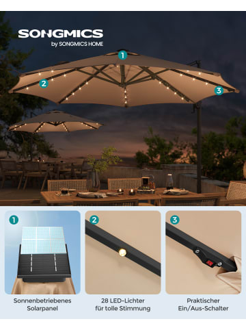 SONGMICS Sonnenschirm Sheld in kamelbraun - (D)300 x (H)235 cm