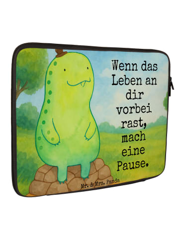 Mr. & Mrs. Panda Laptop Tasche Schildkröte Pause Design mit Spruch in Weiß