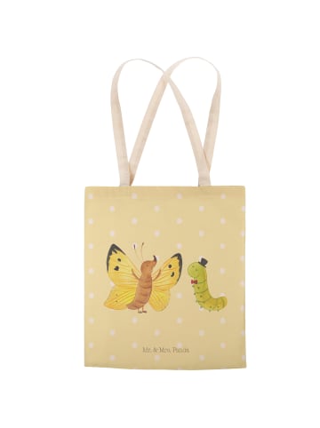 Mr. & Mrs. Panda Tote Bag Raupe Schmetterling ohne Spruch in Gelb Pastell