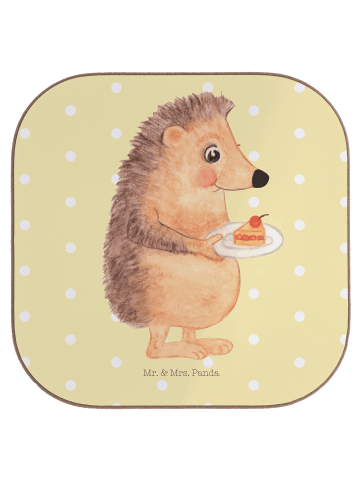 Mr. & Mrs. Panda Untersetzer für Gläser Igel Kuchenstück ohne Sp... in Gelb Pastell
