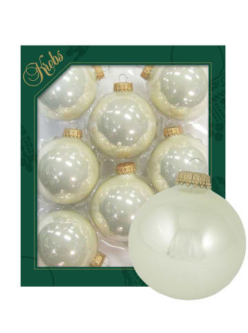 Krebs Glas Lauscha 8er-Set: Baumkugeln in Creme