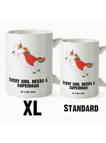 Mr. & Mrs. Panda Becher Einhorn Super mit Spruch in Weiß