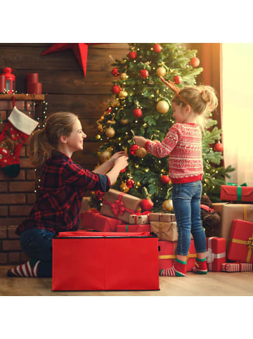relaxdays Weihnachtskugel-Aufbewahrungsbox in Rot/ Schwarz - (B)62 x (H)30,5 x (T)30,5 cm
