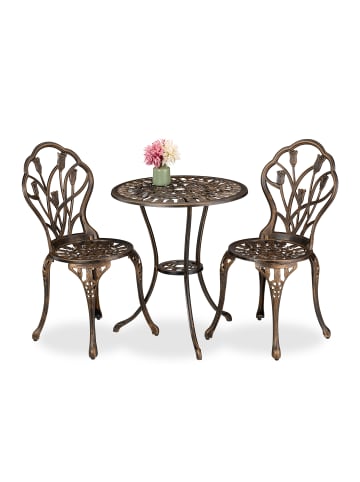 relaxdays 3-tlg. Gartenmöbel Set in Schwarz/ Bronze