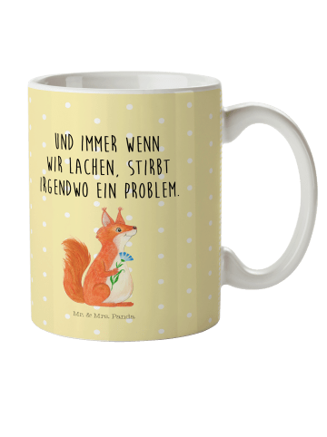 Mr. & Mrs. Panda Haferl Eichhörnchen Blume mit Spruch in Gelb Pastell