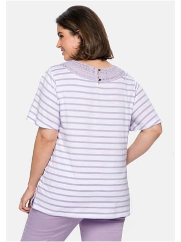 sheego T-Shirt in lavendel gestreift