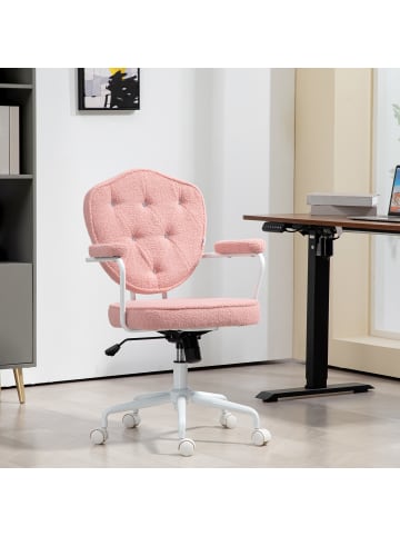 HOMCOM Bürostuhl-63L x 61,5B x 93-101H cm-Rosa