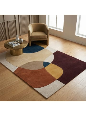 KADIMA DESIGN Eleganter Wohnzimmer-Teppich aus 100% Wolle in Lila-Terrakotta