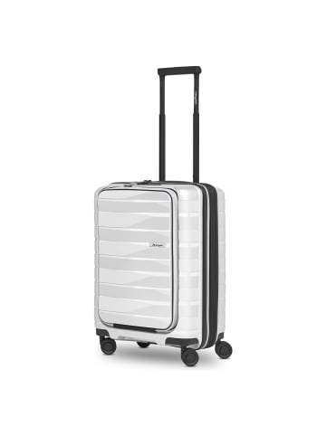 Bergpfeil Travel 4 Rollen Kabinentrolley 55 cm Laptopfach mit Dehnfalte ice white metallic