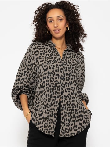 SASSYCLASSY Oversize Musselin Bluse in Taupe, Leo