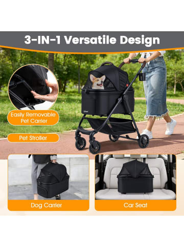 COSTWAY 3 in 1 Hundewagen in Schwarz