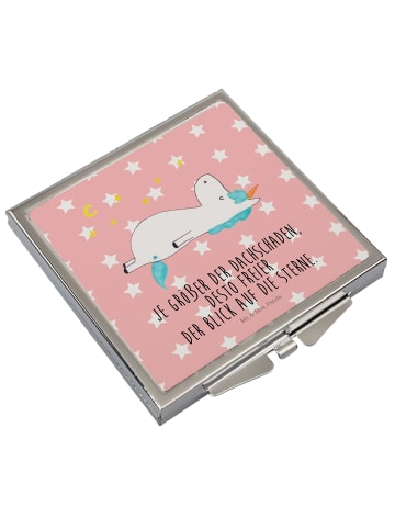 Mr. & Mrs. Panda Taschenspiegel Einhorn Sternenhimmel mit Spruch in Rot Pastell