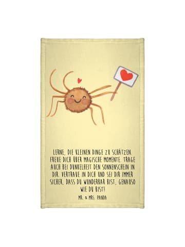 Mr. & Mrs. Panda Handtuch Spinne Agathe Motivation mit Spruch in Gelb Pastell