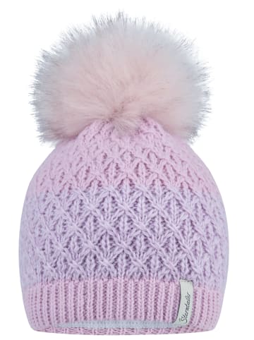 Sterntaler Strickmütze Fellpompon in rosa