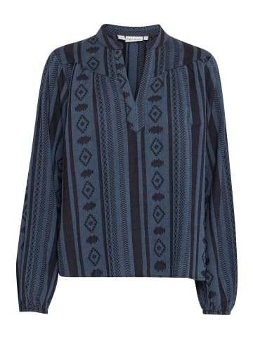 Pulz Kurzarm-Bluse PZTIONA Loose fit in Dark Sapphire Strip