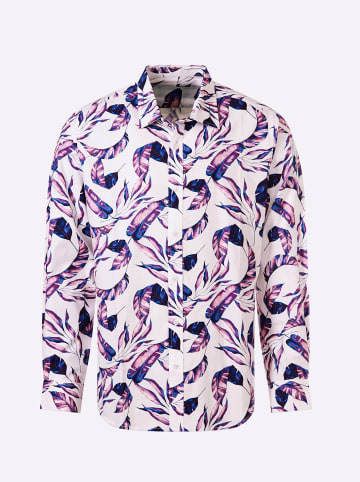 WITT WEIDEN Langarmhemd in weiß-lila-bedruckt