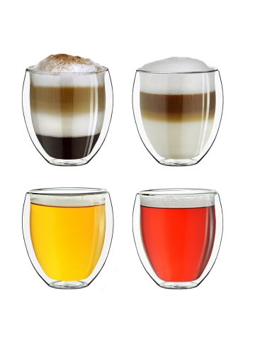 Creano 4er Set Thermoglas dg-b "Kaffeeglas/Teeglas" - 250ml Glas