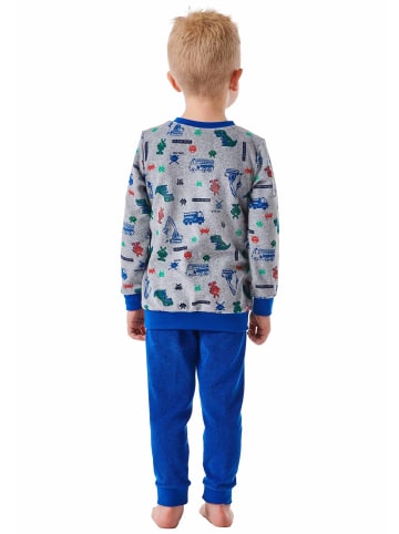 Schiesser Pyjama in Blau/Grau