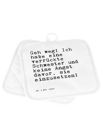 Mr. & Mrs. Panda Topflappen Geh weg! Ich habe... mit Spruch in Weiß