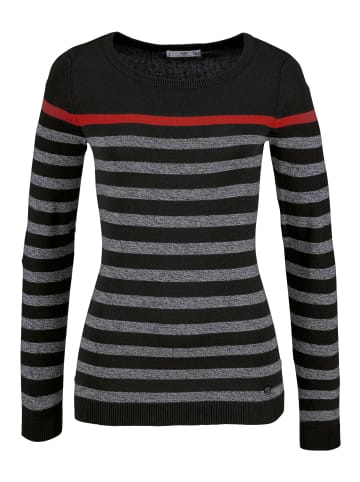 AJC Strickpullover in schwarz-grau-rot