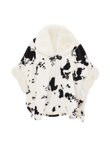 Usha Poncho in Wollweiss Schwarz