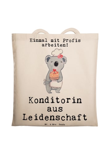 Mr. & Mrs. Panda Stofftasche Konditorin Leidenschaft mit Spruch in Creme