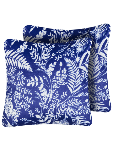Beliani 2er-Set Gartenkissen GLIMMER in Blau/Weiß