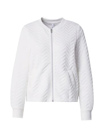 Hailys Zip Sweatjacke mit Zickzack Strukturmuster in Weiß