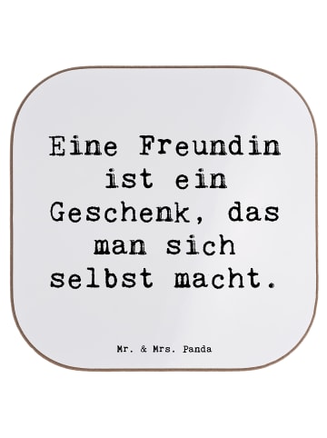 Mr. & Mrs. Panda Untersetzer Spruch Geschenk Freundin mit Spruch in Weiß