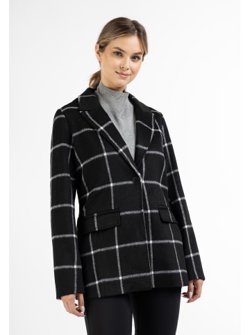 DreiMaster Damen Langer Blazer Aus Wollgemisch in Kariert Schwarz Weiss