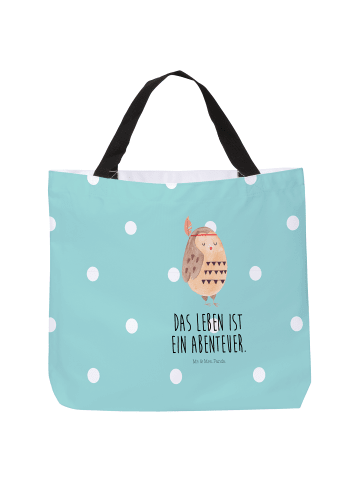 Mr. & Mrs. Panda Shopper Tasche Eule Federschmuck mit Spruch in Türkis Pastell
