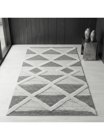 KADIMA DESIGN Teppich Hochflor Hoch-Tief Geometrisch Polypropylen Wohnzimmer
