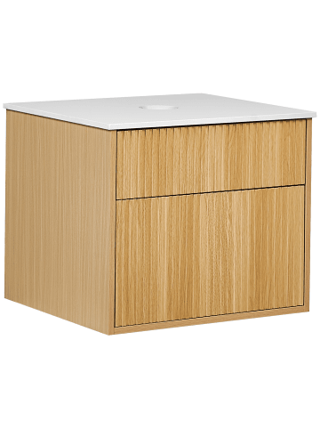 Beliani Badezimmerschrank BEXTI in Braun/Weiß - (W) 60 x (H) 50 x (L) 52 cm