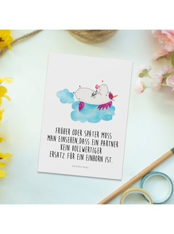 Mr. & Mrs. Panda Grußkarte Einhorn Verliebt mit Spruch in Weiß