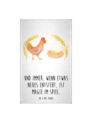Mr. & Mrs. Panda Gästehandtuch Huhn Stolz mit Spruch in Weiß