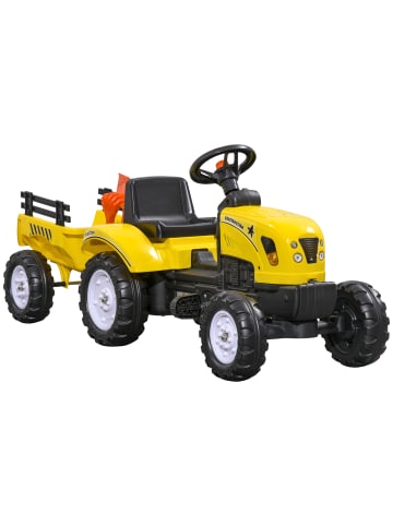 HOMCOM Trettraktor Kinder ab 3 Jahren Gelb