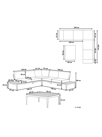 Beliani 4-tlg Lounge Set POSITANO in Weiß/Braun