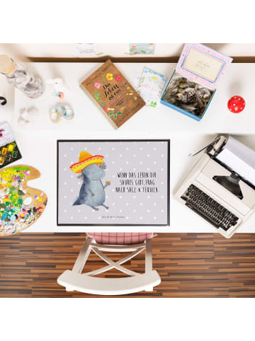 Mr. & Mrs. Panda Schreibtischunterlage Axolotl Tequila mit Spruch in Grau Pastell