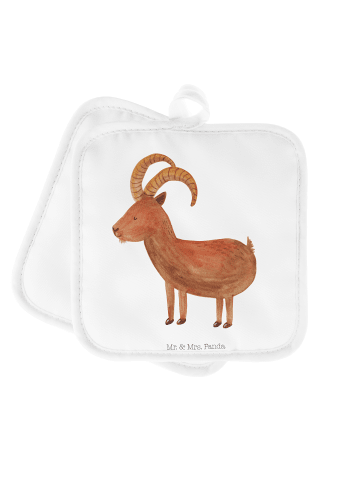 Mr. & Mrs. Panda Topflappen Sternzeichen Steinbock ohne Spruch in Weiß