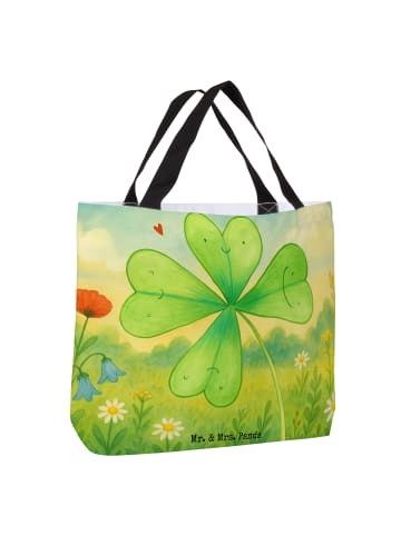 Mr. & Mrs. Panda Tasche Blume Kleeblatt Design ohne Spruch in Weiß