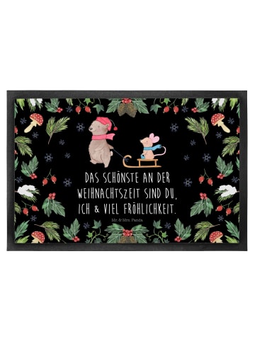 Mr. & Mrs. Panda Schmutzfangmatte Bär und Maus Schlitten mit Spruch in Schwarz