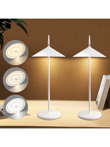 ZMH 2er-Set Tischleuchte LED in weiß Touch Dimmbar kabellos IP44 1800mAh