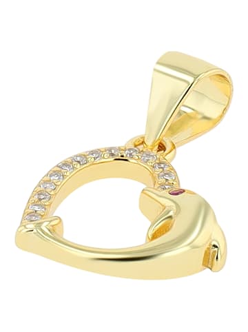 Adeliás Kinder Anhänger – Delfin Herzanhänger aus 925 Silber mit Zirkonia in gold