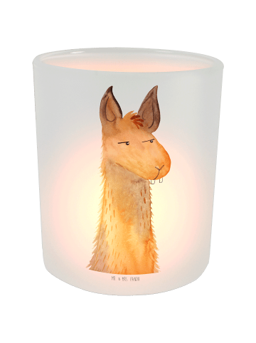 Mr. & Mrs. Panda Windlicht Glas Lamakopf Genervt ohne Spruch in Transparent