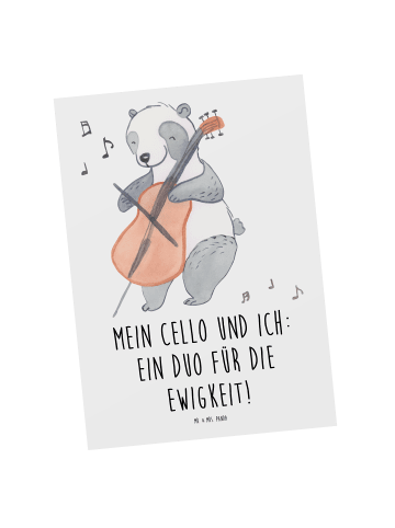 Mr. & Mrs. Panda Postkarte Cello Duo mit Spruch in Weiß