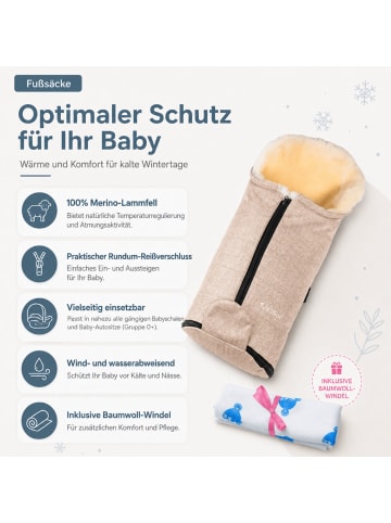 Kinderhaus Blaubär Fellsack für Kinderwagen & Babyschalen Gastein Canvas TOP in Grau-Beige